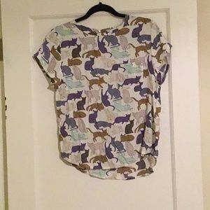 H&M Cat Print Blouse